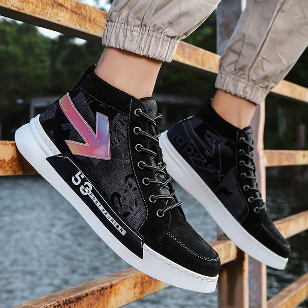 

new style men bang shoes 5g trend men's flat shoes versatile fashion lace-up round-toe trend men's, White;pink