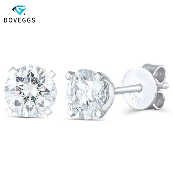 

doveggs elengant 14k 585 white gold 1ctw 5mm f color heart and arrow cut lab grown moissanite stud earrings for women push back cj191203, Golden