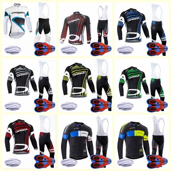 Orbea equipe ciclismo inverno térmico fleece jersey bib calças conjuntos de casaco de mountain bike riding calças moda seca rápida u90215