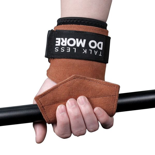 

adjustable wrist support grips leather palm protectors hand guards weight lifting barbell fitness grips gym glove pull up, Black
