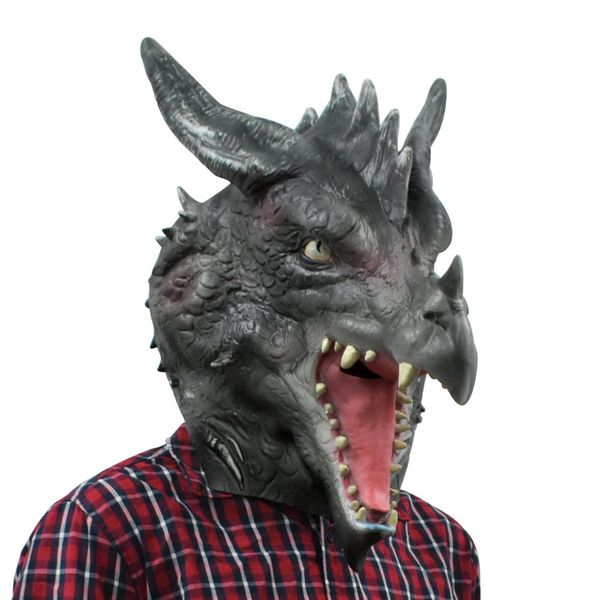 

halloween scary zombie horror full head lead face dragon latex animal animel head mask party cosplay costume props for adult