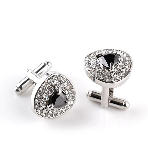 

fashion shirt cufflinks men women zircon inlay shiny electroplated alloy delicate elegant temperament cufflinks, Silver;golden
