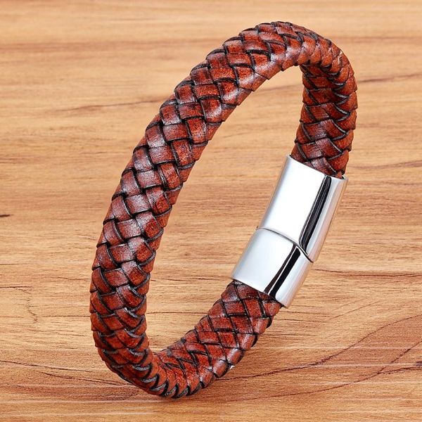 

tyo minimalist braided non-fading anti-allergy genuine leather bracelet & bangle for men accessories jewelry pulseiras masculina, Red;blue