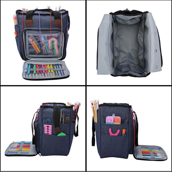 

knitting bag portable oxford large capacity multi-function yarn tote wool crochet storage bag diy household organizer