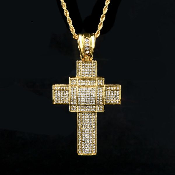 

hip-hop men's diamond cross pendant street necklace fashion jewelry, Silver