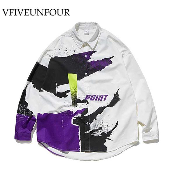 

vfiveunfour горячие продажи мужчин с длинным рукавом графической печати негабаритных хип-хоп рубашки 2019 новое прибытие мужской белый свобо, White;black