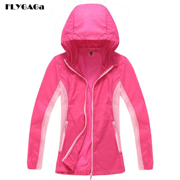 

flygaga women's softshell windbreaker spring waterproof quick dry uv jacket outdoor camping fishing hiking sportswear coat mb126, Blue;black