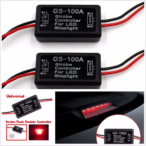 

krator universal 2pcs 12v gs-100a led brake slight strobe flash module controller box for car