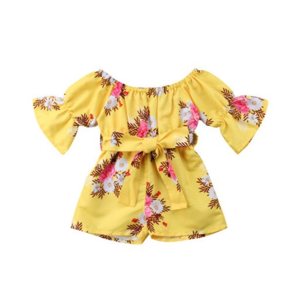 

2019 новорожденных малышей baby girl bowknot ромпер цветок комбинезон цельный outfit summer casual одежда для младенцев 0-5t, Blue