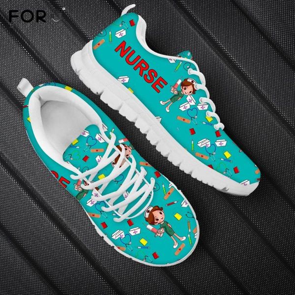 

forudesigns cartoon nurse/medical/doctor print green flats shoes woman nursing gift for women footwear 2020 casual ladies shoes, Black