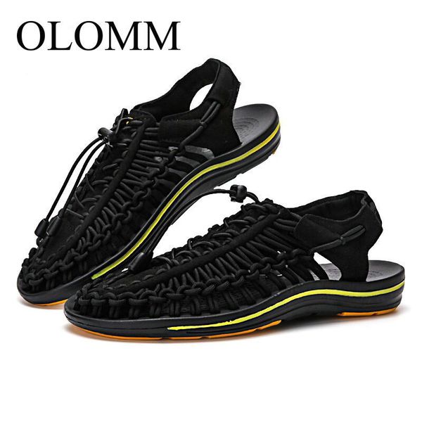 

olomm 2019 summer sandals men's shoes quality comfortable men's sandals fashion design casual men's sandals tt-181 y200702, Black
