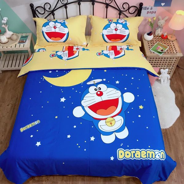 

fashion cartoon cat 3d home bedding set doraemon kids bedroom cotton bed linen 3/4pcs twin  king duvet cover bed sheet
