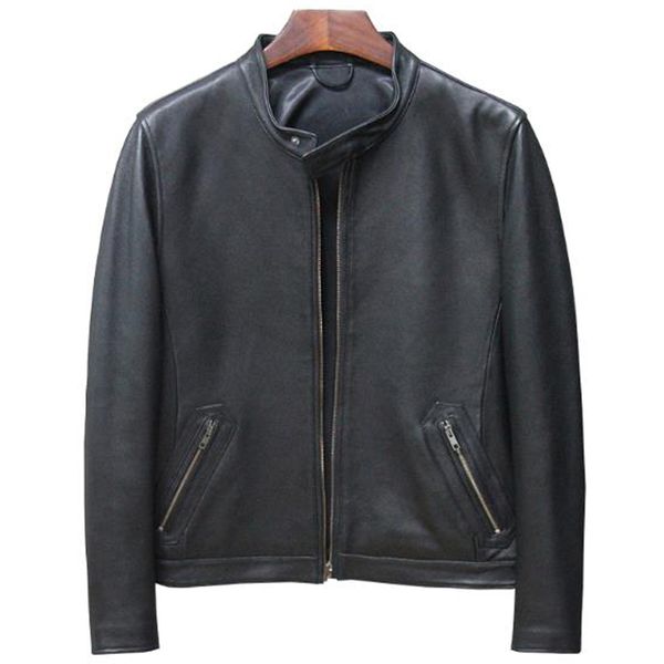 

promotion sheepskin leather jackets coats european oversized real leather coat for men us designer streetwear 5xl plus size a790, Black