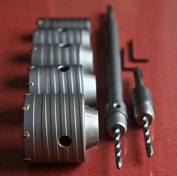 

7pc/set tct tipped electric hammer wall hole saws set kit 30/40/50/60/70mm with 1pc 330mm&1pc 110mm sds plus extension rods
