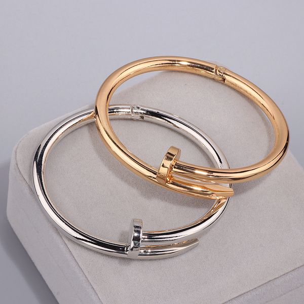 

charming gold colour women cuff nail bangles simple style elegant metal bracelet & bangle for women accessories s17, Black