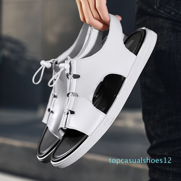 

leather sandals men casual shoes beach sandals outdoor dropshipping sandalias hombre light 2020 mens gladiator summer t12, Black