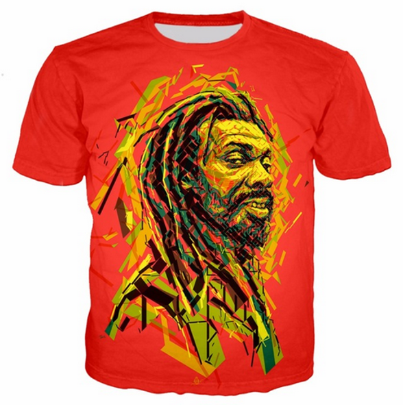 

casual mens womans bob marley 3d hd print t-shirt summer short-sleeved o-neck t-shirt fashion style shirt brand tees rx025, White;black