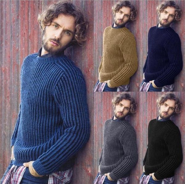 

slim fit long sleeved rib stitch solid color sweaters o-neck autumn mens sweaters fashion designer, White;black