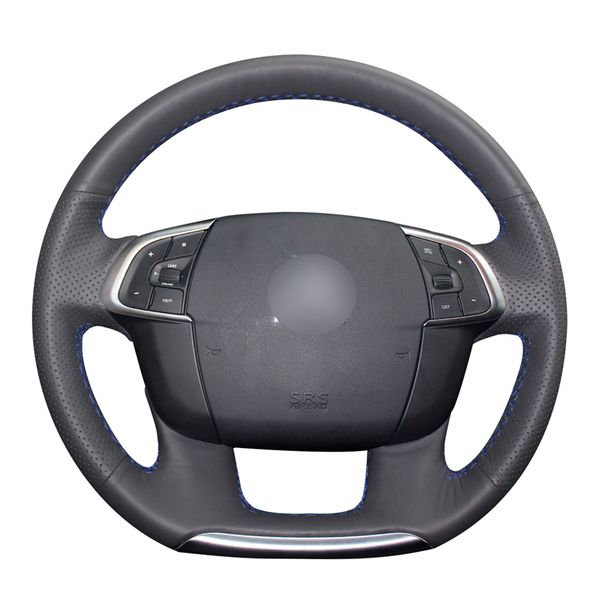 

hand-stitched black pu artificial leather car steering wheel cover for c4 c4l 2011-2015 ds4