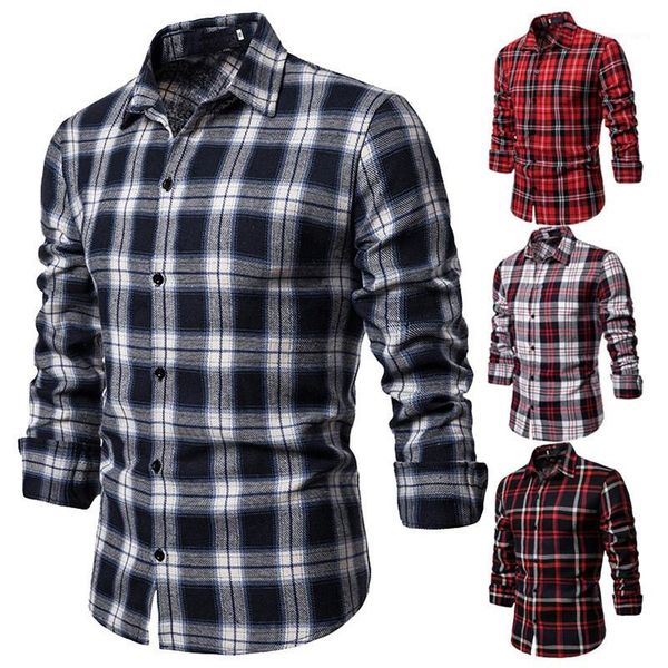 

plaid printed long sleeve lapel neck shirt mens fashion shirts autumn mens designer shirt classic casual, White;black
