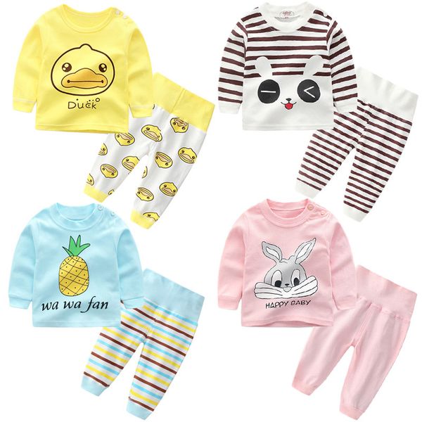 

Newborn Baby Underwear Clothing Baby Boys Girls Spring - Autumn Long Sleeved T-shirt +high Waist Pants Set Baby Cotton Pajamas