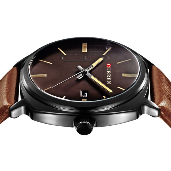 

curren men's wristwatch quartz wrist watch men waterproof brown leather strap fashion watches relogio masculino, Slivery;brown