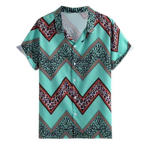 

мужская summer casual отворотом печать с коротким рукавом рубашки top блузка плюс размер рубашки пляж крупногабаритные streetwear camisas де, White;black