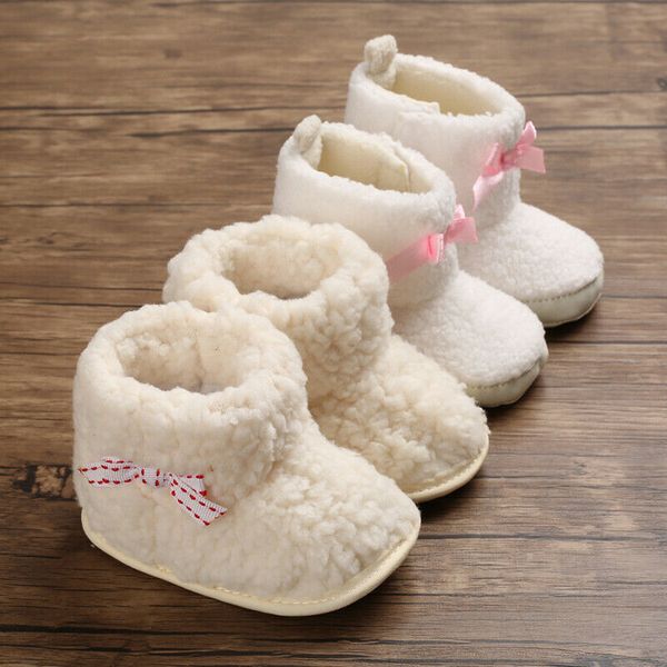 

winter newborn baby toddler girl snow boots winter warm fur crib warm shoes prewalker, Black;grey