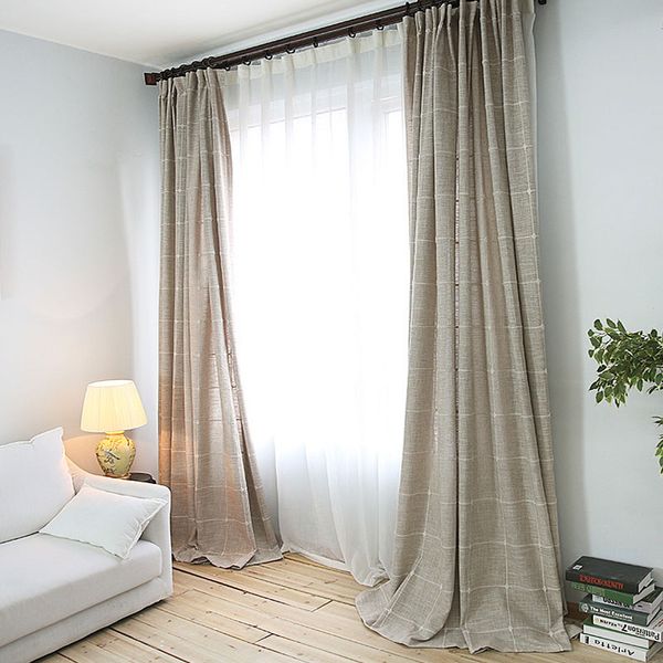 

modern thick imitation linen lattice curtains can be used for living room bedroom curtain window treatment