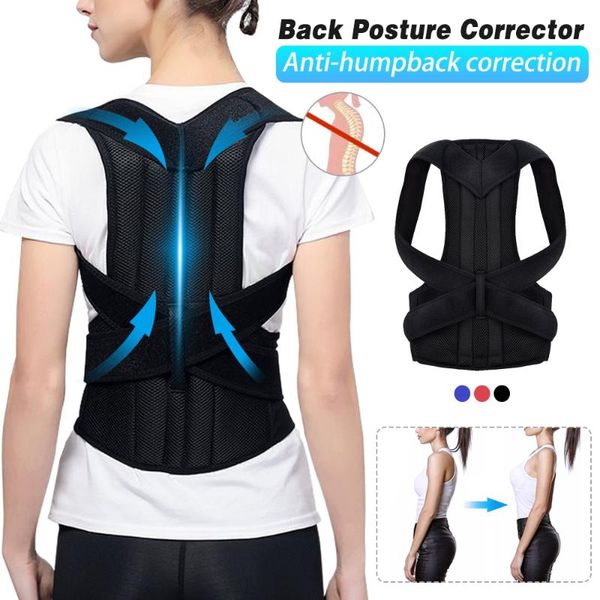 

sfit 2020 back waist corrector adjustable corest correction belt trainer shoulder lumbar brace spine support belt vest, Black;gray