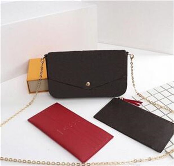 

2019 the late t fa hion ladie wallet chain mall houlder bag leather three piece houlder bag ize 21 11 2cm