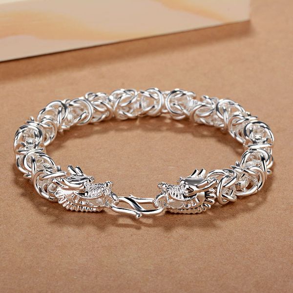 

men's glossy leading bracelet bileklik s925 sterling sliver kehribar bizuteria for women hip-hop rock chain link bracelets 2019, Golden;silver