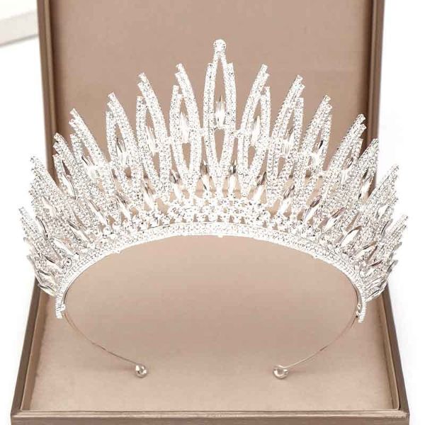 

forseven retro crystal wedding hair ornaments bridal tiaras crown rhinestone diadem women birthday party hair accessories jl, Golden;white