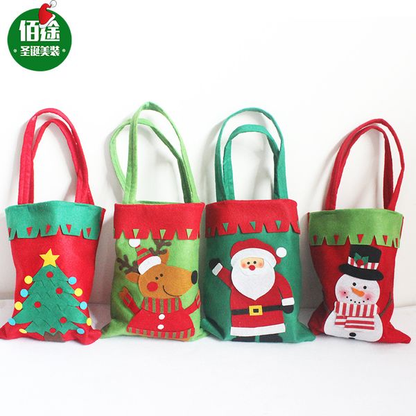 

christmas gift bag fabric bag candy handbag home party ornament santa claus reindeer handmade presents holder 43*21cm
