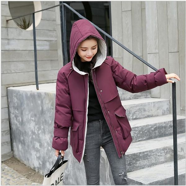

winter parka women fat cat winter jas new hooded medium long upper dress plus size 5xl female basic jas 319, Black