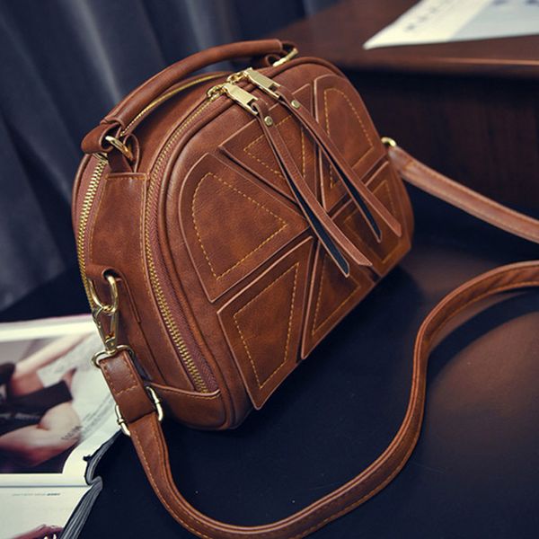 

1 pcs women shoulder crossbody bag pu zipper vintage for travel money mobile phone bvn66