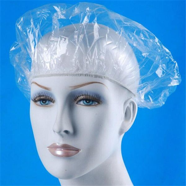 

100шт / серия одноразовые шапочки для душа hat clear spa hair salon hotel one-off купание эластичная шапочка для душа для ванной товары для