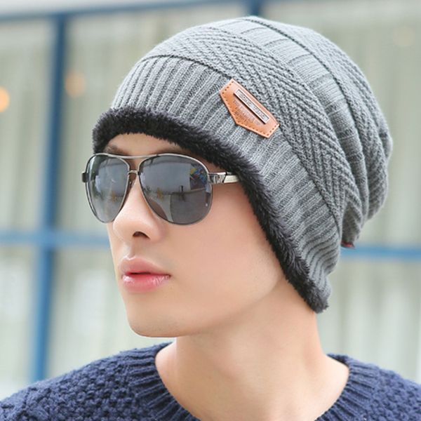 

winter hat men's wool hat cashmere caps autumn and winter earmuffs knit cotton caps