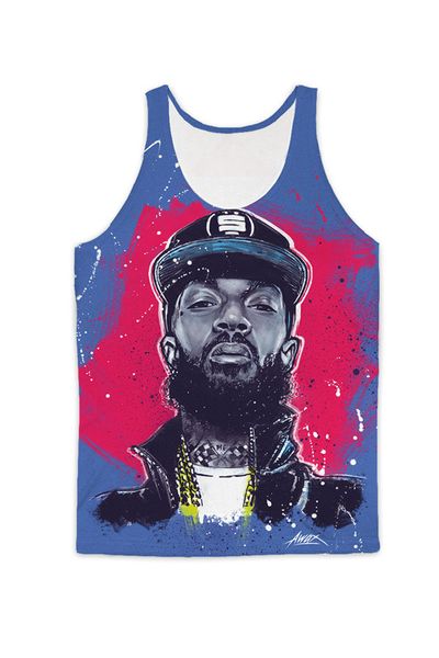 

real usa american size rap nipsey hussle 3d sublimation printing breathable tank plus size 3xl 4xl 5xl 6xl, White;black