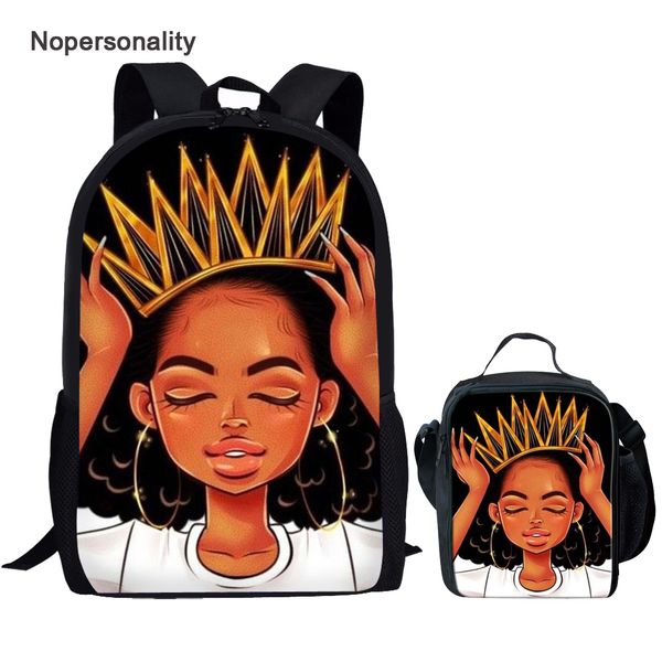

nopersonality kids bagpack sets african american backpack for elementary school children black afro girl magic bookbags mochila