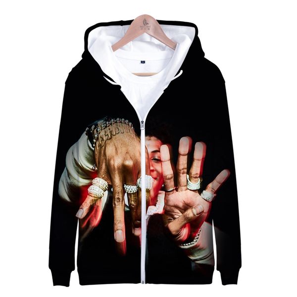 

cool 3d youngboy never broke again funny pattern zip-up streetwear harajuku unisex/kids fashion highstreet zipper fashion hoodie, Black