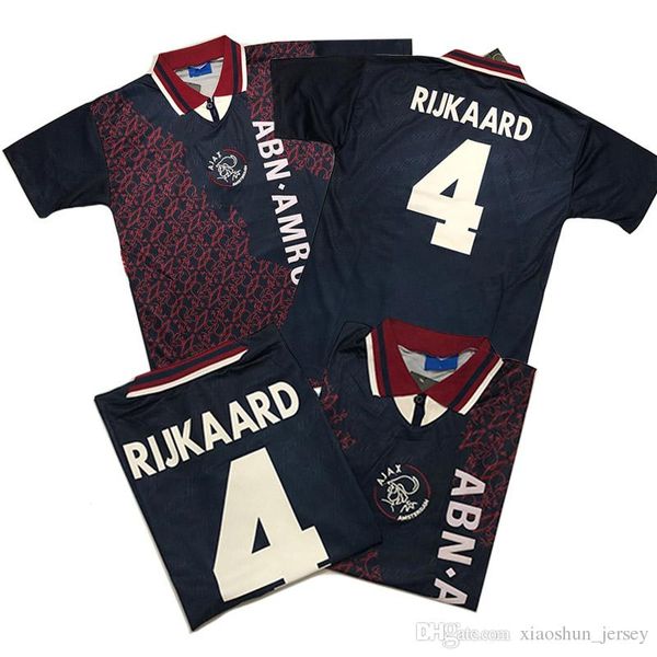 

ajax 95 retro soccer jersey 1995 rijkaard kluivert litmanen de boer seedorf davids seedorf overmars classic football jerseys, Black