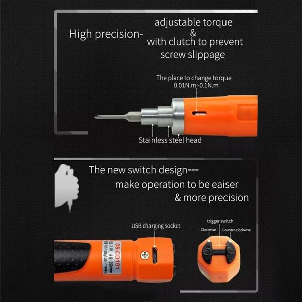 

precision mini screwdriver set pen type cordless electric screwdriver with 6pcs bits adjustable torque for mobile phone repair