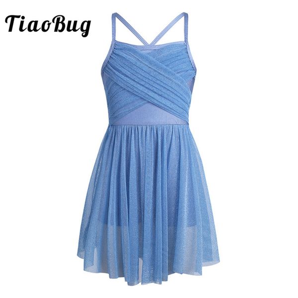 

tiaobug 4-12 years sleeveless ruffle glittery mesh kids girl tulle ballet tutu dress gymnastics leotard dance wear girls clothes, Black;red