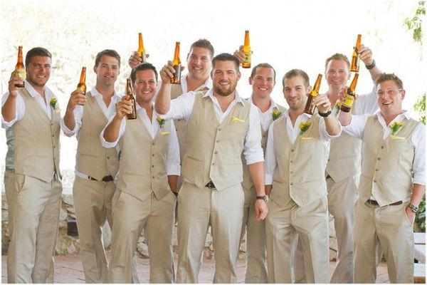 2019 Latest Designs Champagne Suits Men Casual Summer Beach Wedding Suit For Men Custom Ternos Groom Best Man Vest And Pants Canada 2019 From