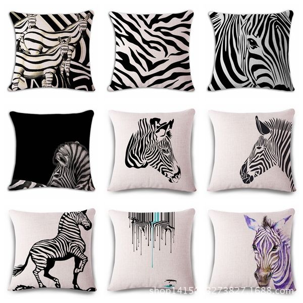 

colour zebra inbetweening hand cotton flax pillow back cushion