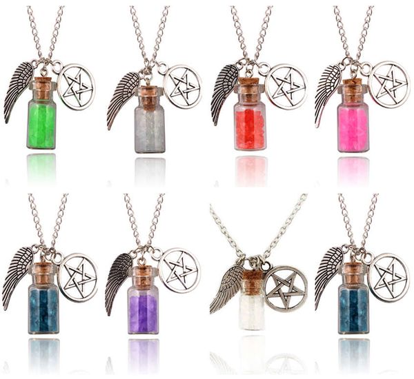 

angel wings pentagram retro men and women amulet necklace pendant djn555 mix order pendant necklaces jewelry, Silver