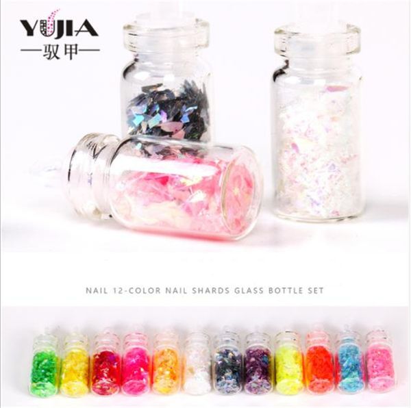 

12/48 color nail art decoration irregular shell paper flake slice sequins fragment caviar import abalone shell pearl piece 3d, Silver;gold