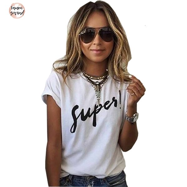 

t shirt женщины печати хлопок новое прибытие цифровой selling европа sleeved supes письмо 2019 t shirt vestidos de festa t015, White