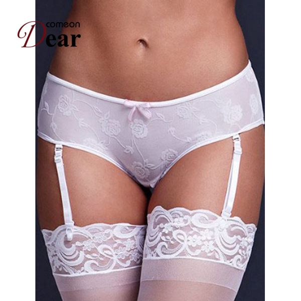 

comeondear women bridal garter solid jaretelles lingerie white red suspender belt for stockings 3xl garters panty pp5089, Black;white